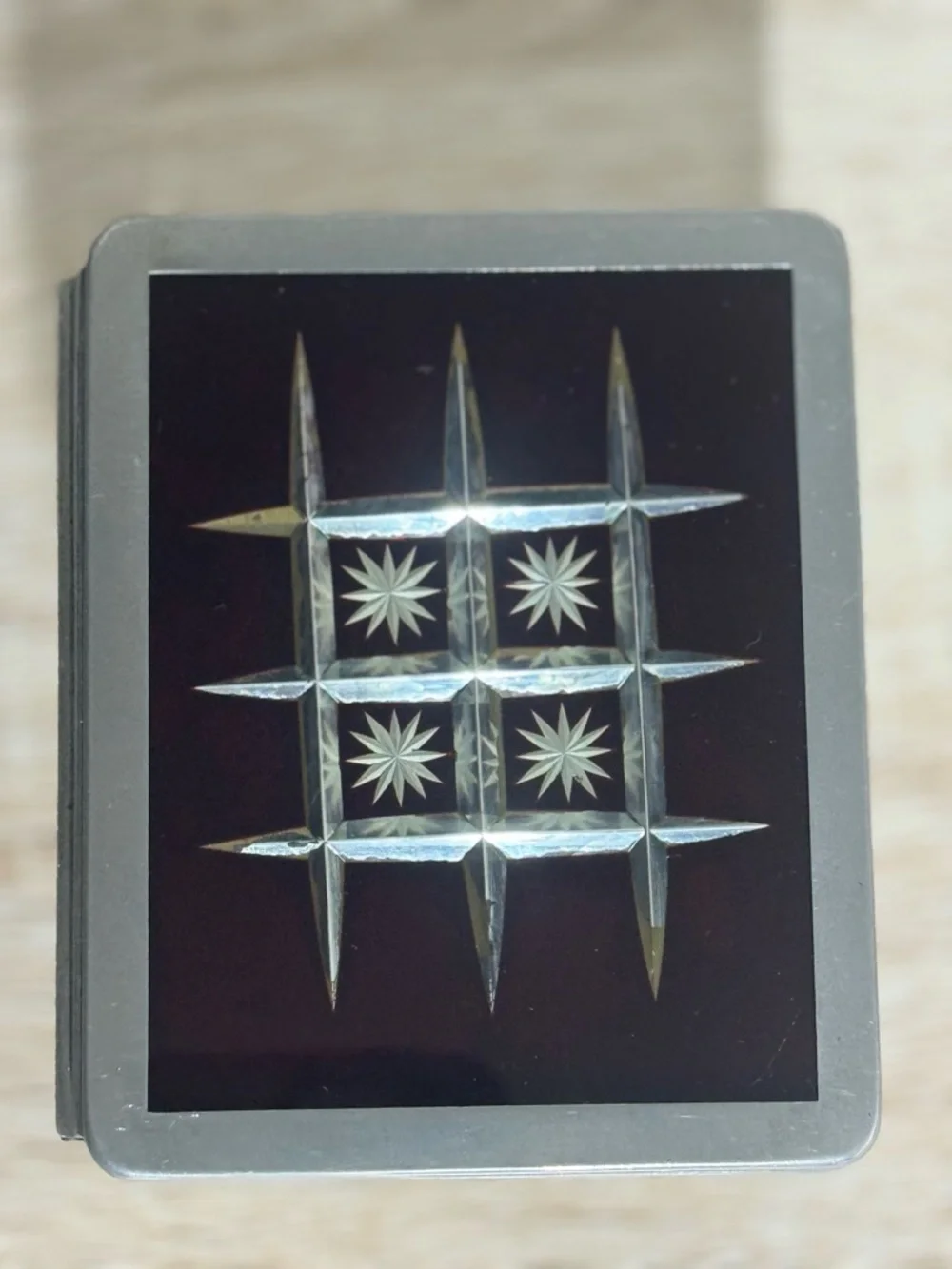 Vintage German Glass Jewelry Box Starburst Lid Trinket Box